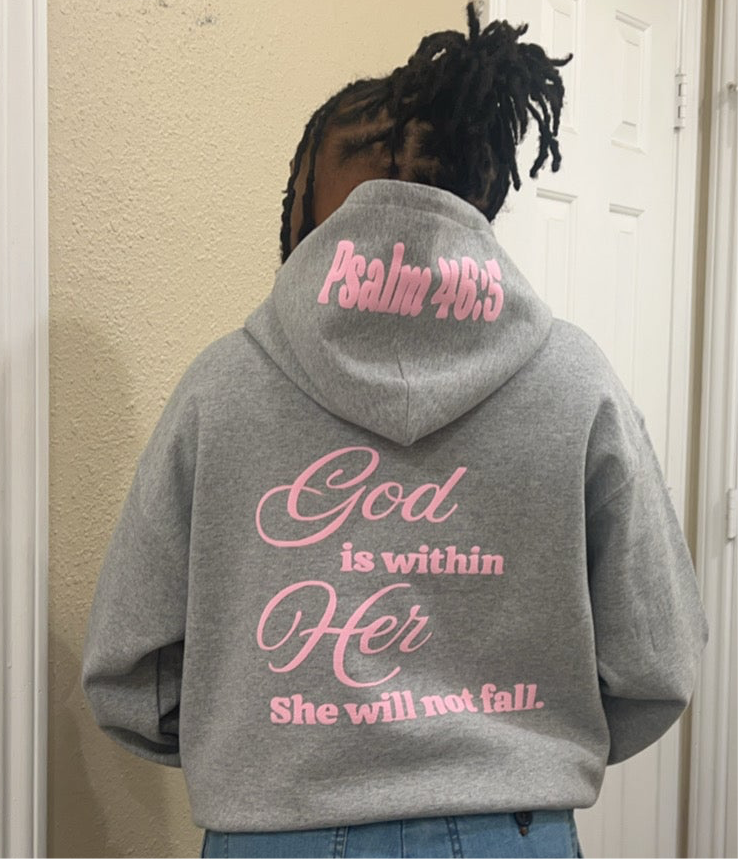 Gray Her+ GOD Hoodies