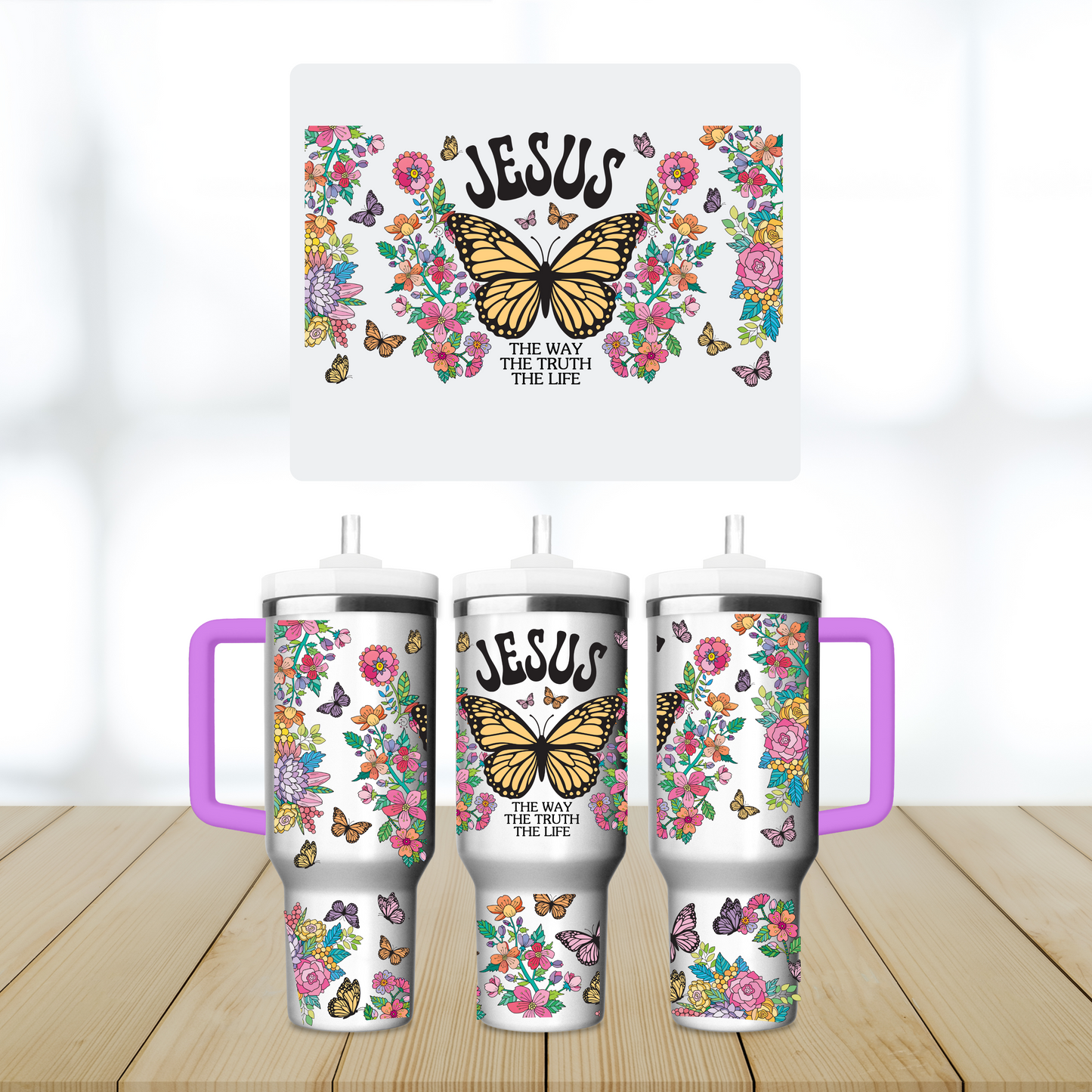 Jesus the way the truth the life Tumbler, 40oz Tumbler with handle, Christian gift
