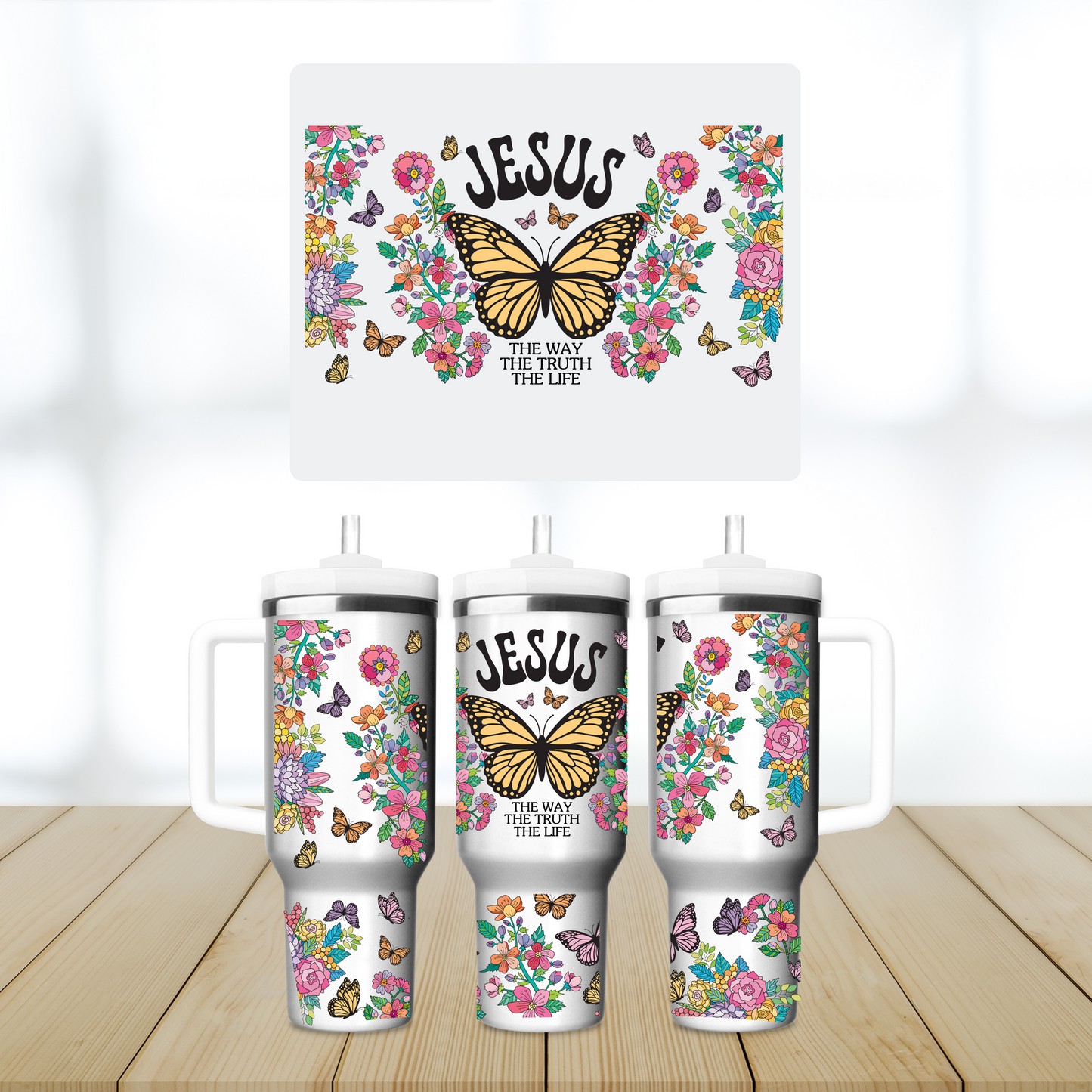 Jesus the way the truth the life Tumbler, 40oz Tumbler with handle, Christian gift