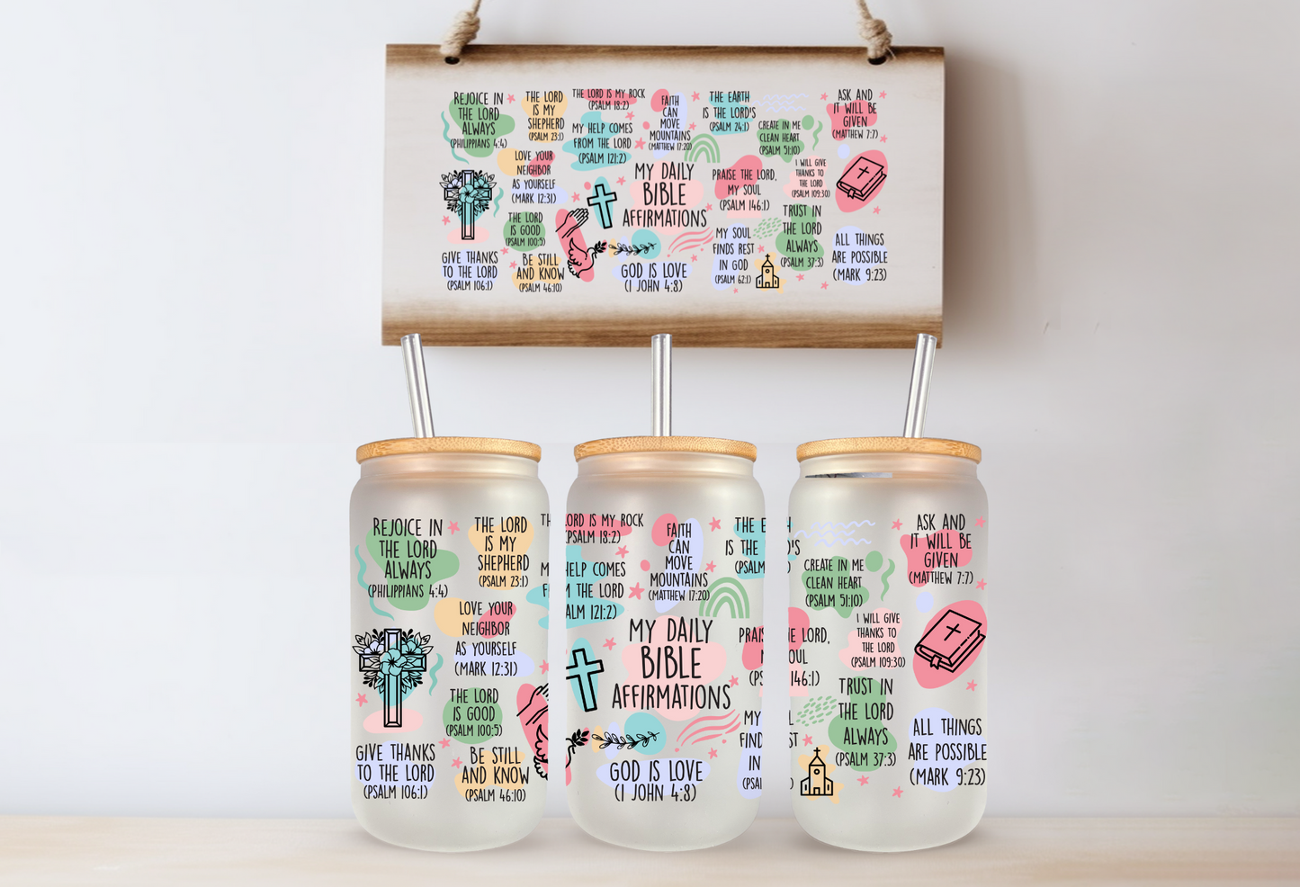 Daily Bible Affirmations Glass Cup