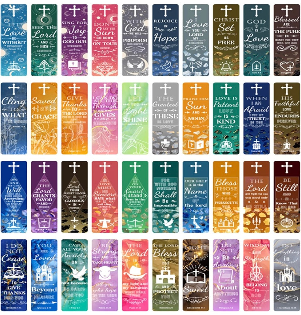Mystery Bible Verse Bookmarks with Hollow Cross Inspirational Scripture