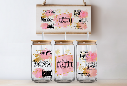 Christian affirmations glass cup