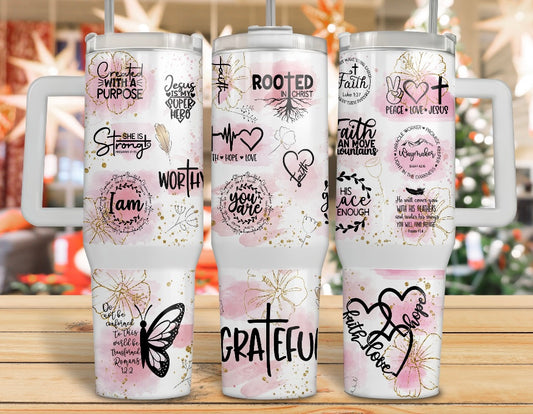 Grateful Tumbler, 40 oz tumbler with handle