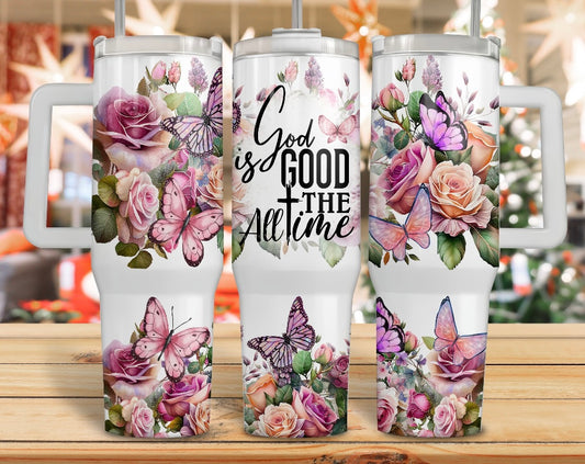 God Is Good Tumbler, 40oz Tumbler with handle, Christian gift